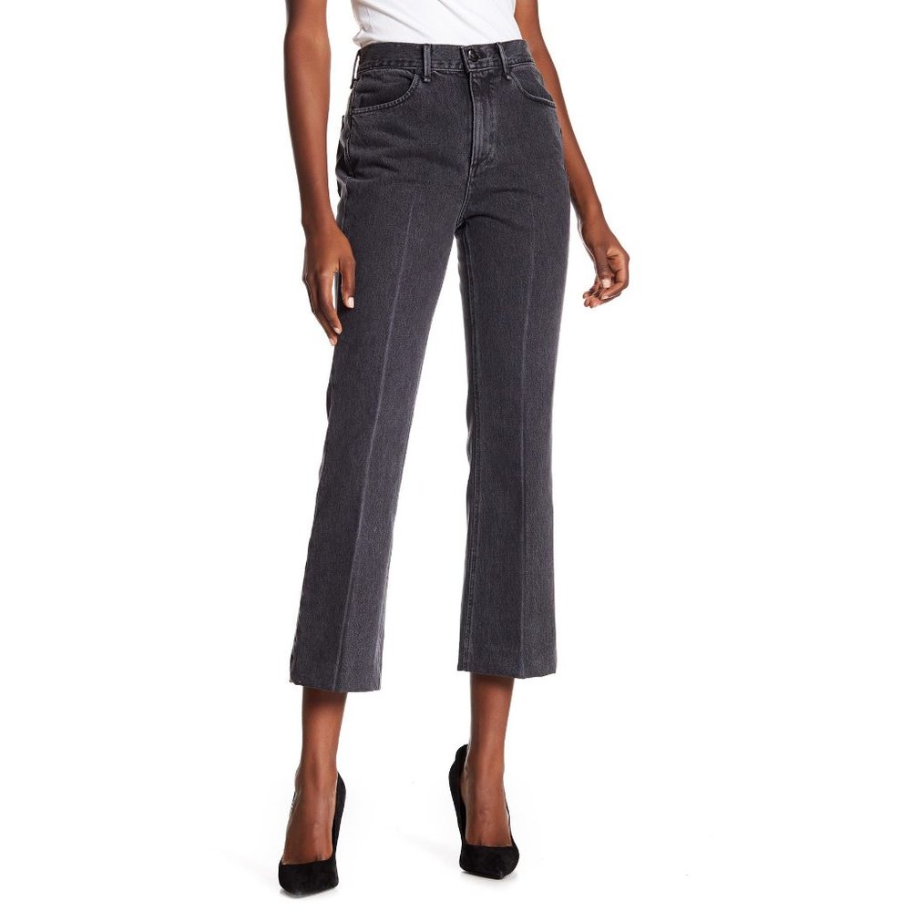 rag & bone Charcoal Kick Flare Crop Jeans